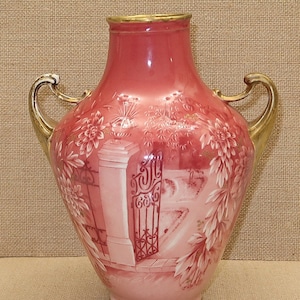 Antique ROBERT HANKE Royal Austria Art Pottery PINK Porcelain Vase