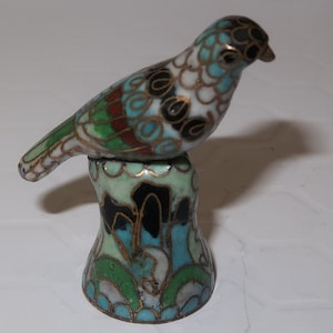 Vtg Miniature Cloisonne BIRD Thimble