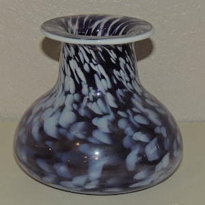 Mid Century Purple and White hand blown Glass Vase