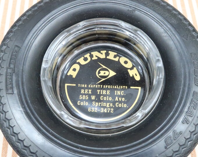Vintage DUNLOP Rubber Tire Ashtray, Rex Tire Colorado Springs Etsy