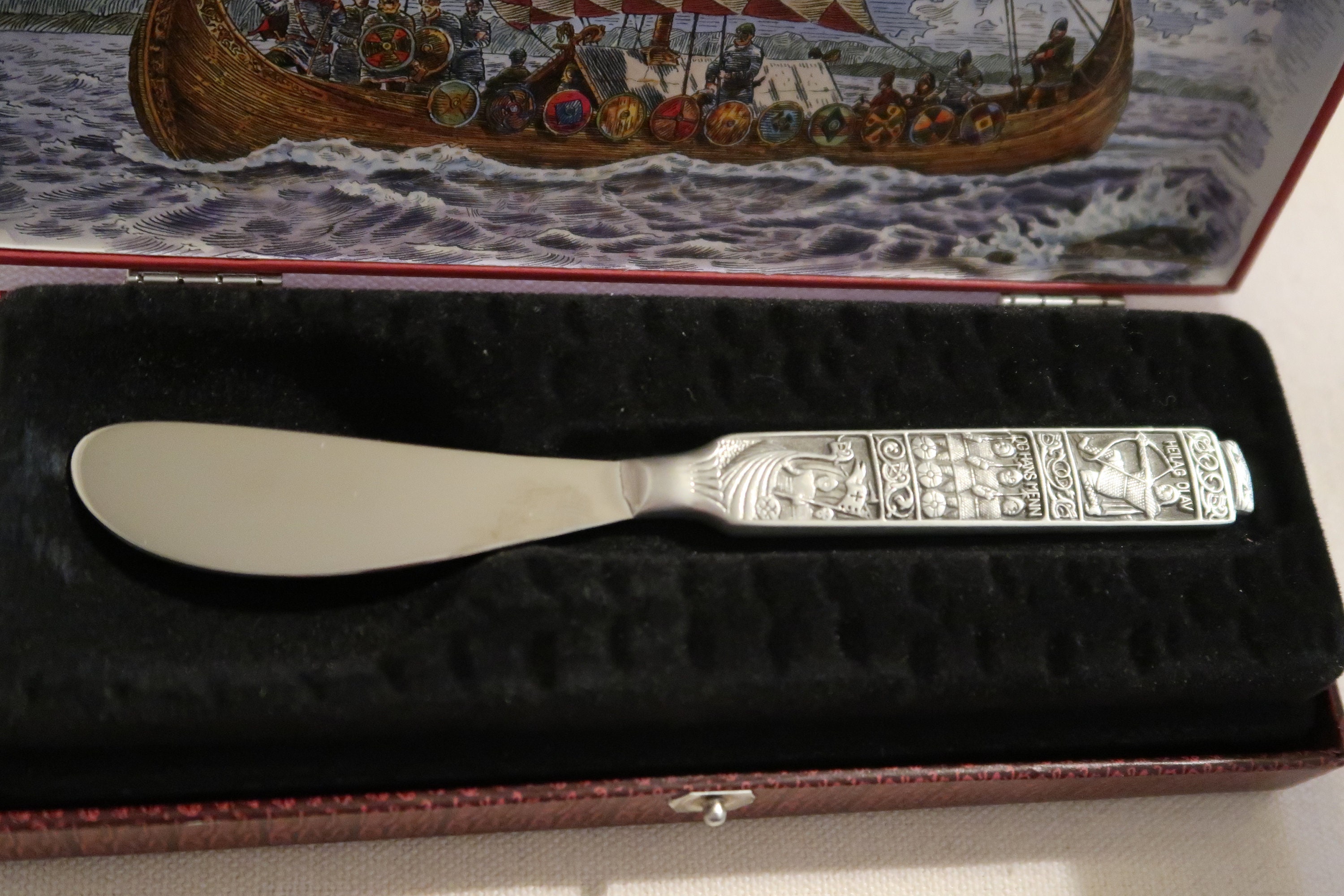 Konge tinn ナイフ Vtg Konge Tinn Pewter Canape Knife Made in Norway in the Original