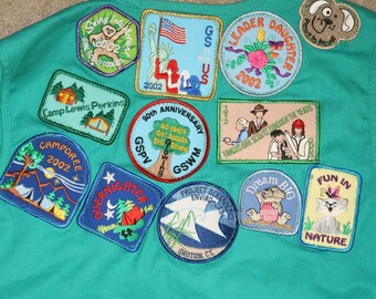1980's Girl Scout Patch Vest with Many Patches, Size 3/4, GSH37
