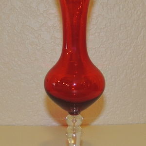 Vintage Red Glass Rose Vase
