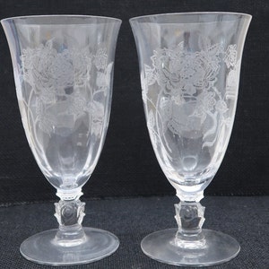 2 Heisey &quot;Rose&quot; Pattern 6 3/4 Inch Ice Tea Glasses