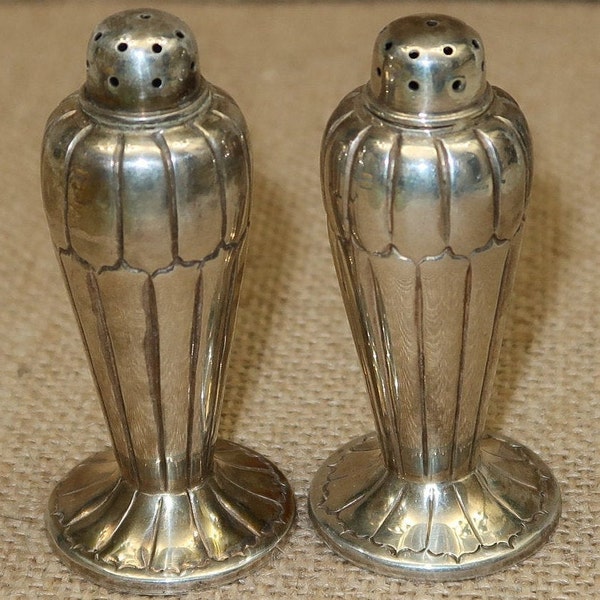 Vintage SANBORNS Hand Wrought Mexico Sterling Silver Salt and Pepper Shakers