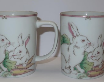 2 Fitz and Floyd Japan, Easter Bunny Mugs dated 1981