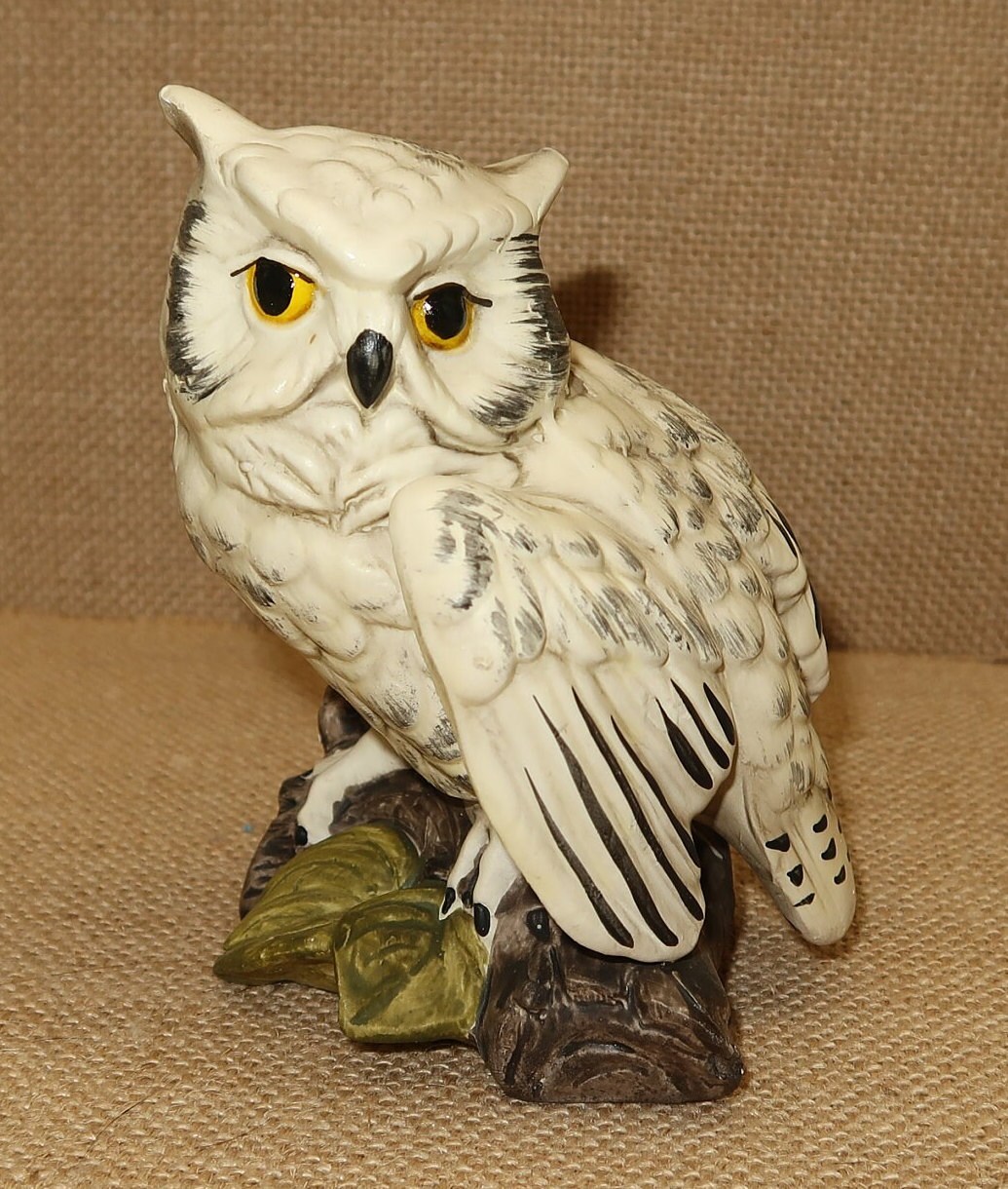 Vtg Porcelain White Owl Figurine, UCTCI, Japan
