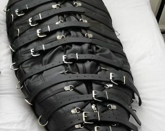 Leather Restraint Sleep sack – Full Body Bondage Bag with Belts