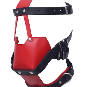 100% Genuine Leather Adult Face Muzzle Head Harness, Face Mask Adjustable Mask, Adult Gear, Gift for Him, Mature
