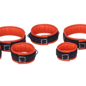 Leather 7 Piece Heavy Duty Cuff Genuine Leather Cuffs Set, Gift for Her