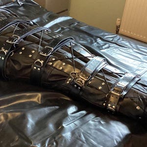 Genuine Leather Sleep Sack  Body Bag with Belts - Straight Jacket - Restraining - Zipper and Belts Medical (13 colors) Mature