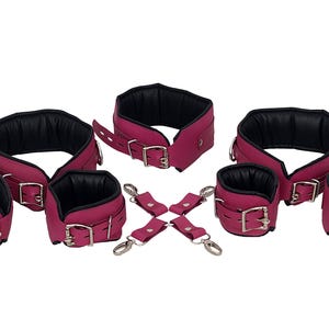 Luxury Leather  Sets,  Kit, Hand Ankle Thigh Cuff, Collar, Sexy Gift for Wife, Fiancee