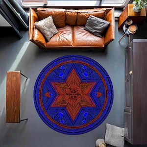 Mystic Rug, Gothic Round Rug, Witchy Home Decor, Occult Accent Rug, Gothic Home Decor, Dark Academia, Mysteries Symbols, Satanic House Gift