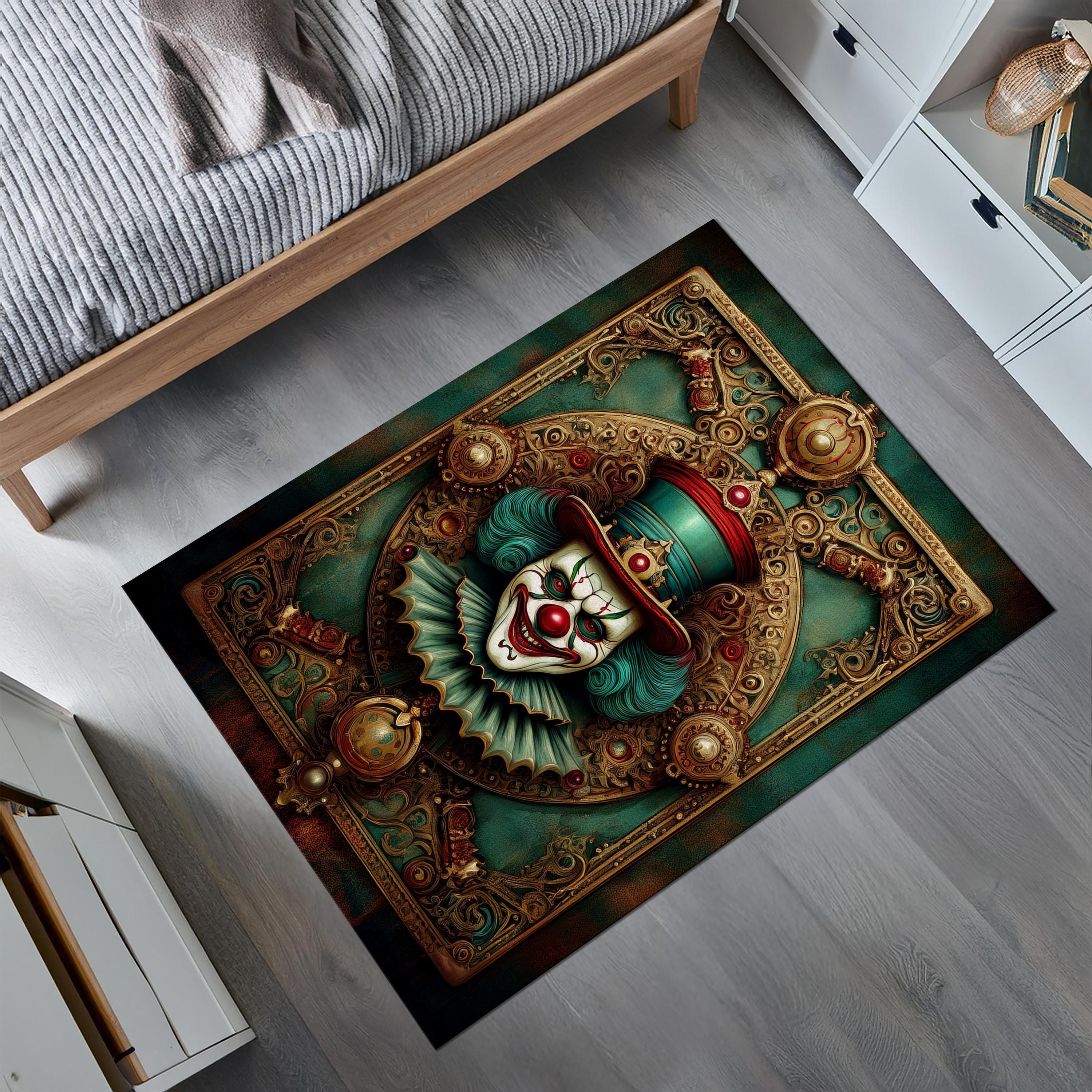 Creepy Clown Rug for Gothic Decor, Goth Clown Rug, Halloween Decor ...