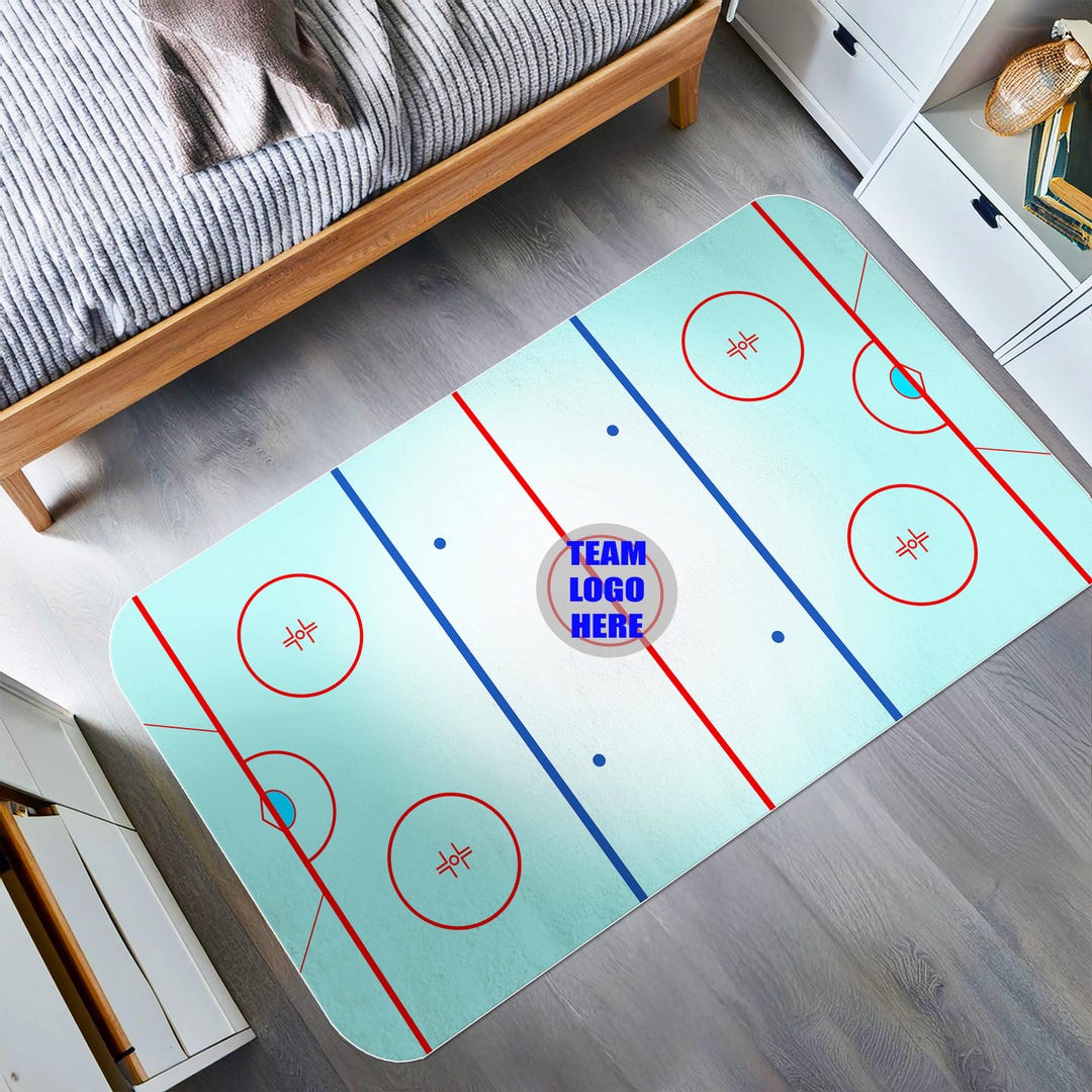 Rinkle Rugs Ice Hockey Rink Rug, Personalized Team Rug, Knee Hockey Rink Rug, Team ...