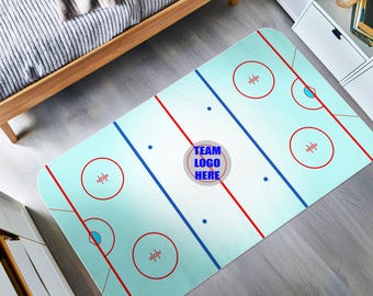 Ice Hockey Rink Rug, Personalized Team Rug, Knee Hockey Rink Rug, Team Logo Rug, Sports Rug, Custom Team Rug, Gift for Ice Hockey Lovers