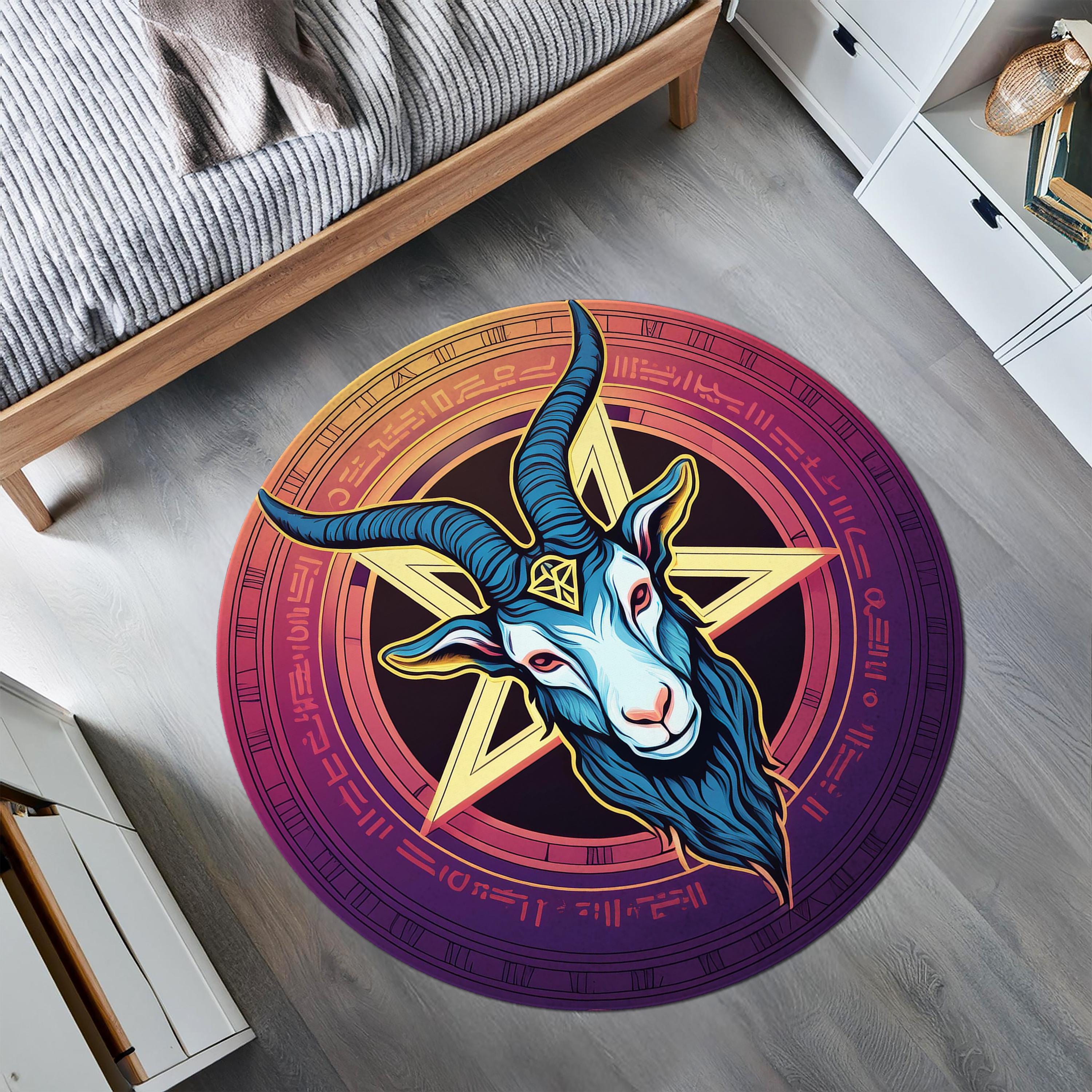 Baphomet Pentagram Rug, Goat Rug, Satanic Rug, Satan Floor Decor ...