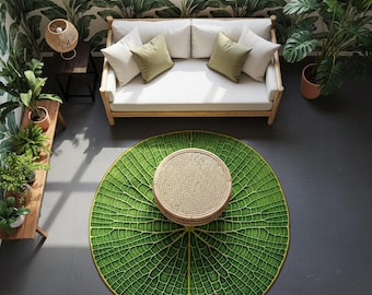 葉柄ラグ グリーン系 巨大な葉のラグ、緑の植物のカーペット、自然テーマ - Etsy 日本