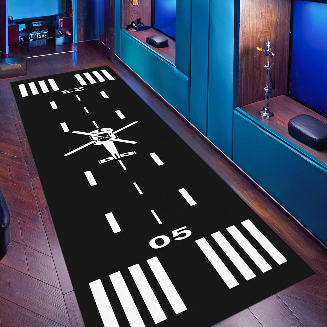 Helicopter Rug, Airport Runway Runner Rug, Play Mat for Kids, Track Rug ...