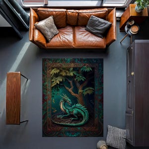 Gothic Dragon Rug, Fantasy Inspired Area Rug, Fairycore, Dark Academia, Magical Dragon, Aesthetic, Maximalist Rug For Living Room