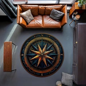 Compass Round Rug, Traveler Rug, Sailor Rug, Yacht Rug, Coastal Decor, Marine Rug, Nautical Rug, Office Decor, Rug for Living Room