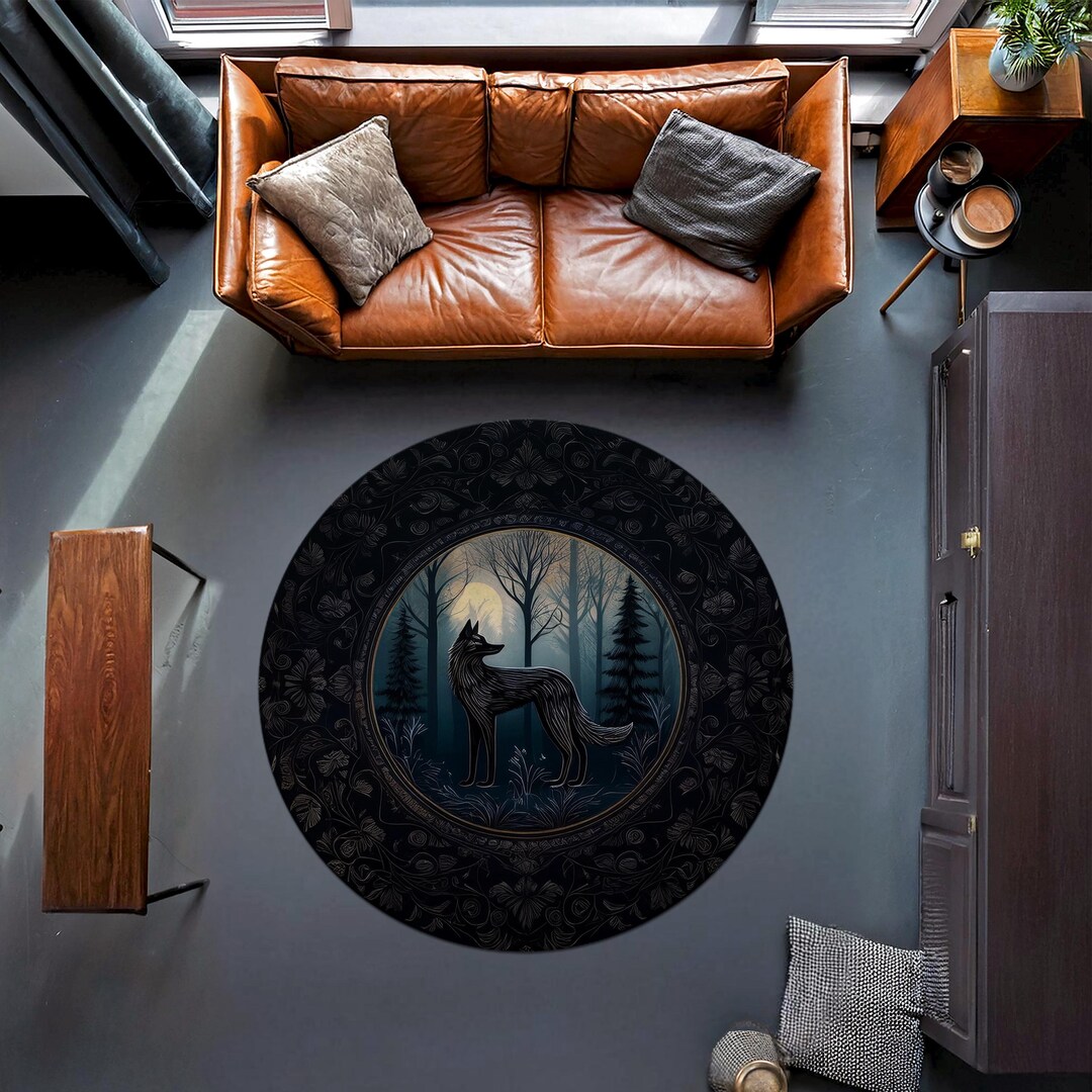 Deviantart Wolf Rug Floral Wolf Rug, Wolf Folklore Decor, Aesthetic Dark Cottagecore Decor ...