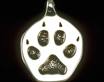 Wolf Track Pendant / Necklace - Nature Collection - Silver Symbolic Jewelry by K Robins