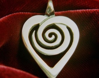 Spiral Heart Pendant / Necklace - Sacred Symbols Collection - Silver Symbolic Jewelry by K Robins Designs