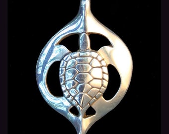 Kauila Turtle Pendant / Necklace, Silver Symbolic Jewelry, Sea Turtle, Sea Totem, Ocean, Hawaii