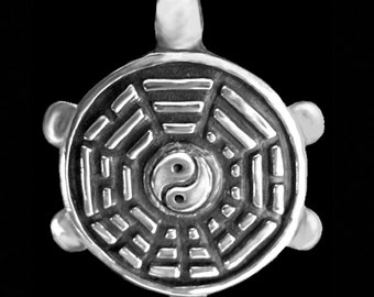 Trigram Turtle Pendant / Necklace - Sacred Symbol Collection - Silver Symbolic Jewelry by K Robins Designs