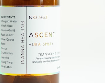 Ascent Aura Spray | Uplift & Cleanse Your Space | Crystals, Essential Oils for Clarity, Spiritual Elevation