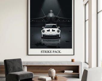 Porsche 911 GT3 & F-22 Jet Stealth Wall Art