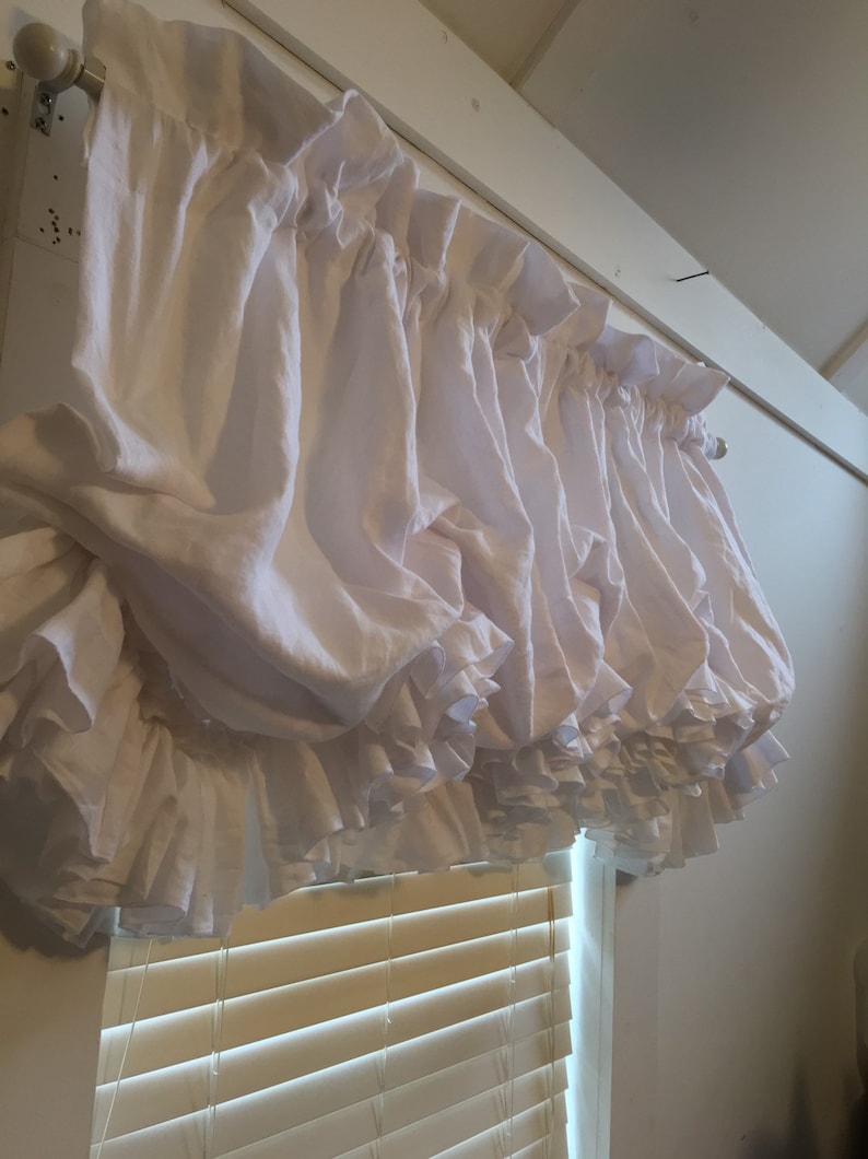 Soft Washed White Linen Balloon Curtain With White Linen Etsy