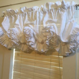 Unlined Double Ruffle White Handkerchief Linen Balloon Curtain