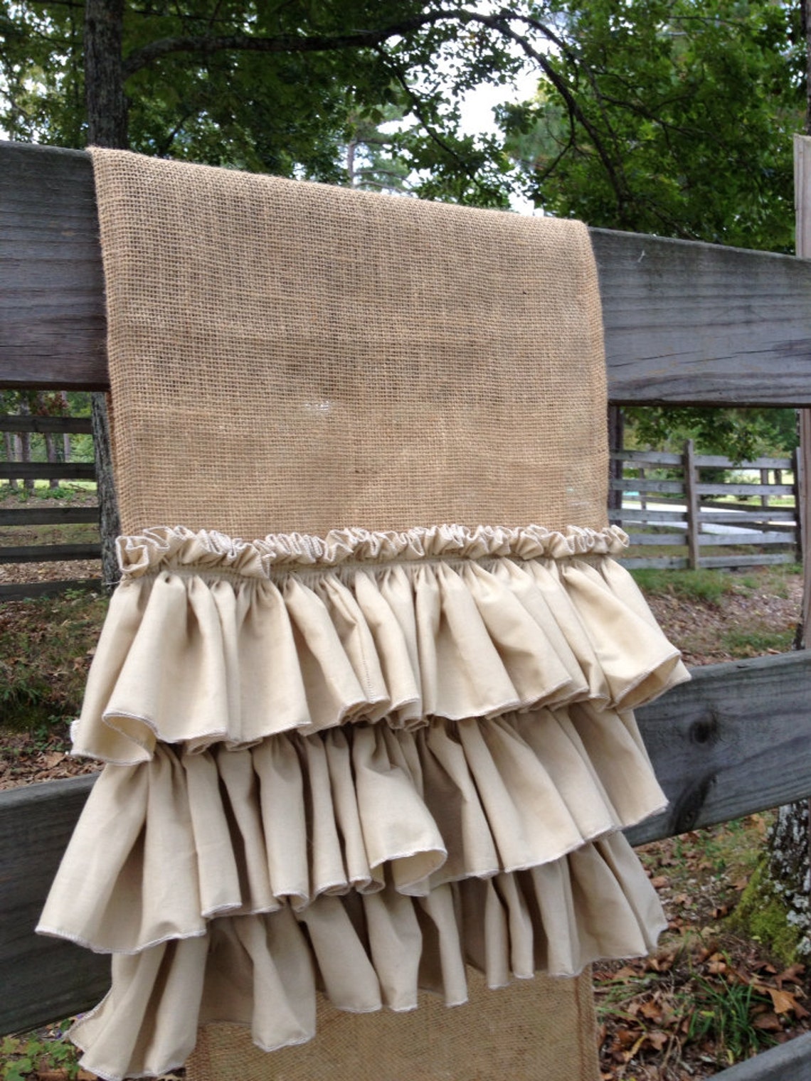 Burlap Table Runner With 3 Tea Dyed Muslin or Unbleached Etsy