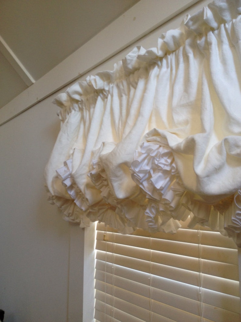 Soft Washed White Linen Balloon Curtain With White Linen Etsy