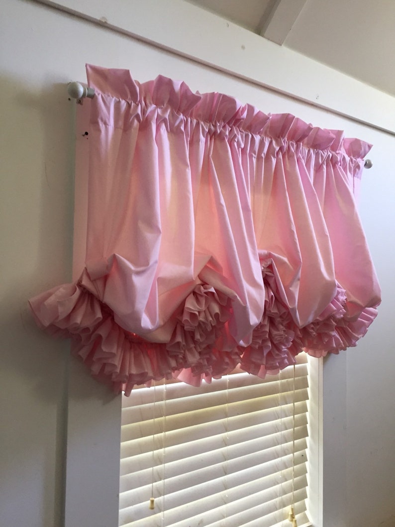Soft Pink Double Ruffle Balloon Curtain Valance Etsy