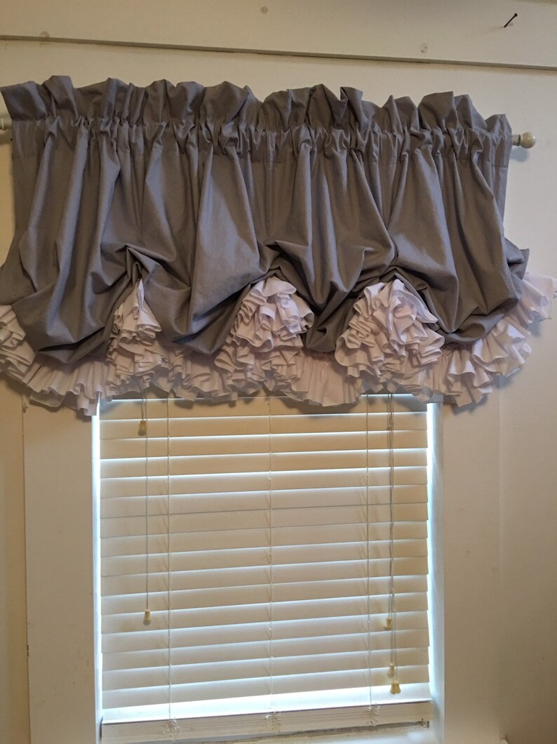 Essex Grey Linen Blend Balloon Curtain with White Double Etsy