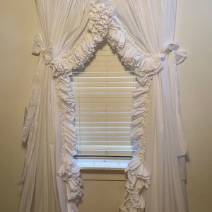 Double Ruffle White Cotton Priscilla Curtains