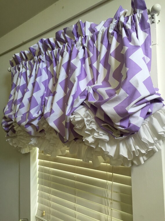 Lavender Purple Chevron Double Ruffle Balloon Valance Curtain Etsy