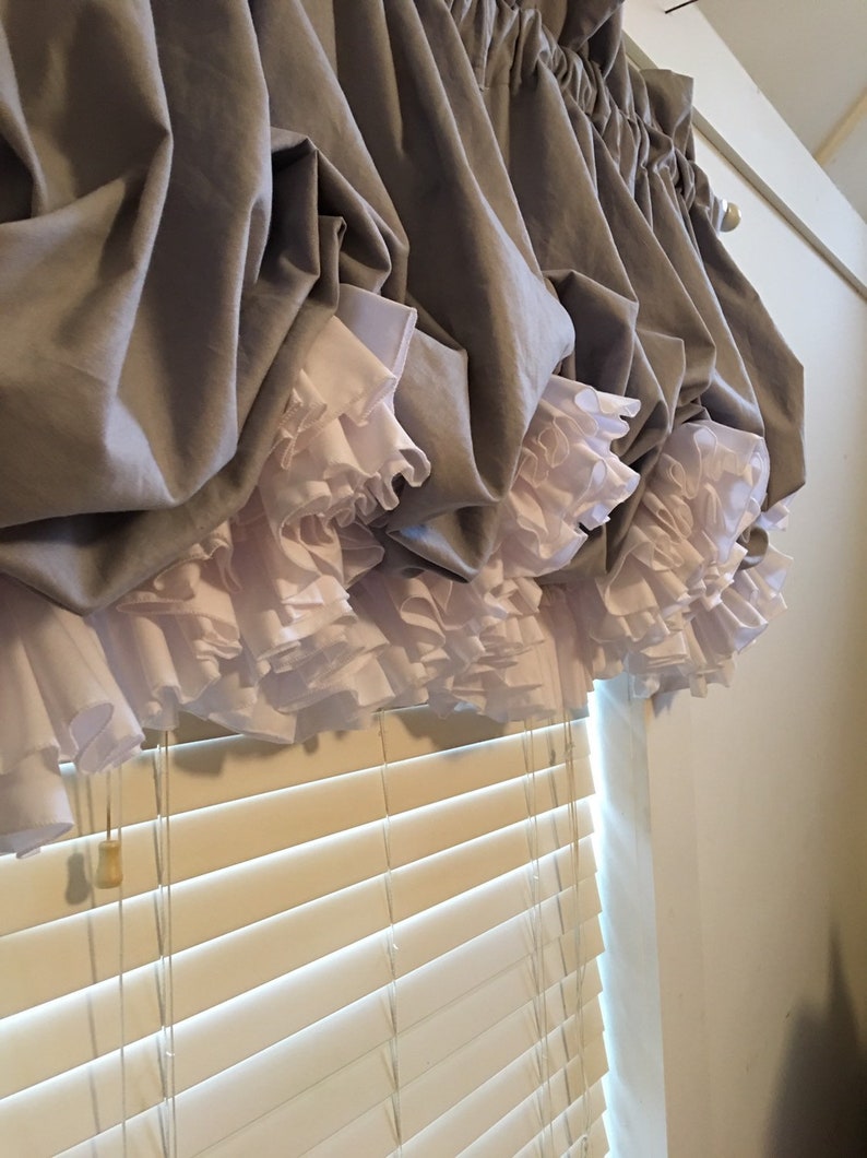 Essex Grey Linen Blend Balloon Curtain with White Double Etsy