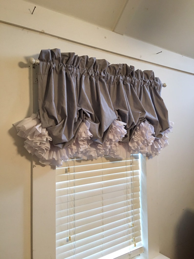 Essex Grey Linen Blend Balloon Curtain with White Double Etsy