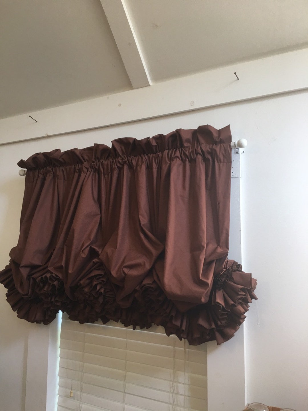 Double Ruffle Balloon Curtain Valance Made of Kona Cotton Etsy