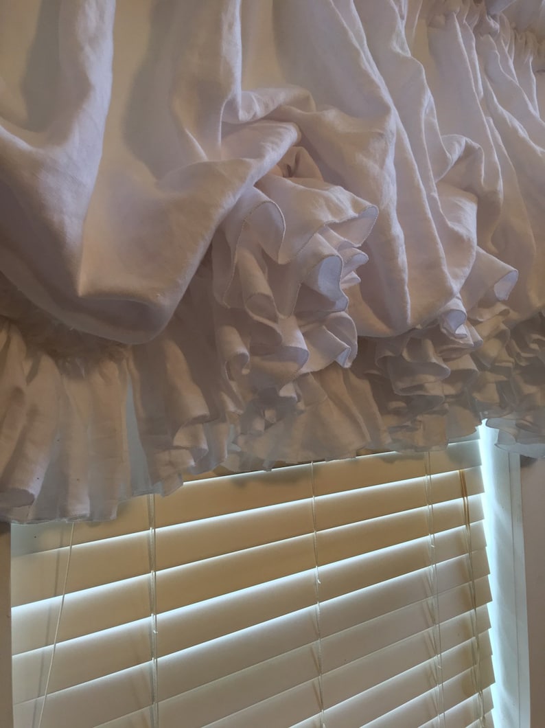 Soft Washed White Linen Balloon Curtain With White Linen Etsy