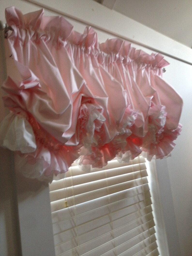 Blush Pink Double Ruffle Balloon Valance Curtain Etsy