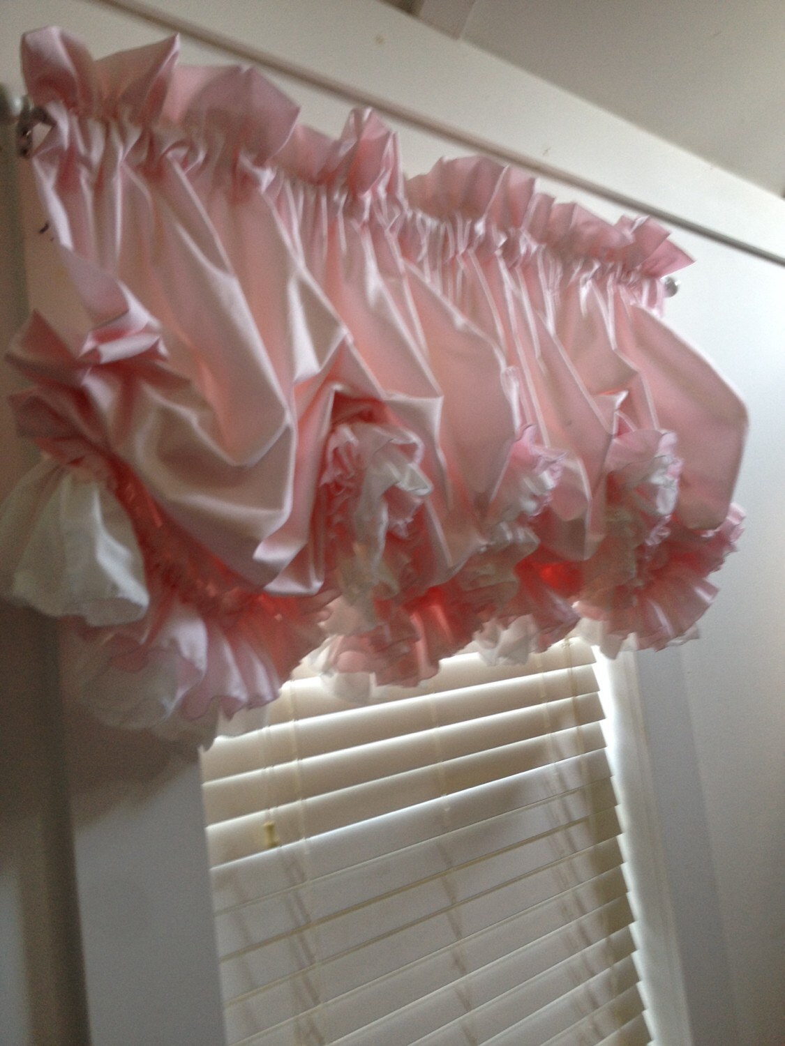 Blush Pink Double Ruffle Balloon Valance Curtain Etsy