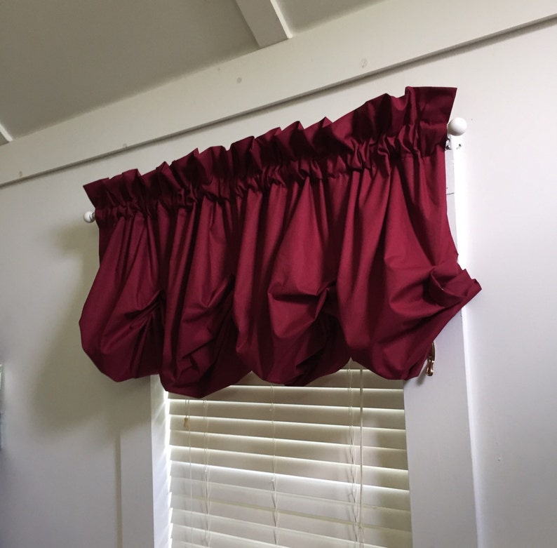 Lined Balloon Valance With No Ruffle and Color Choices Etsy