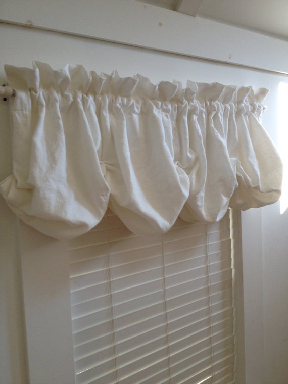 White Linen Balloon Valance With No Ruffle Etsy