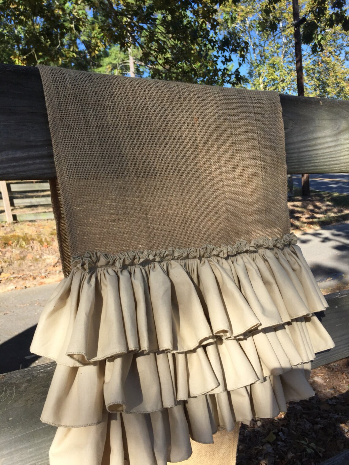 Burlap Table Runner With 3 Tea Dyed Muslin or Unbleached Etsy