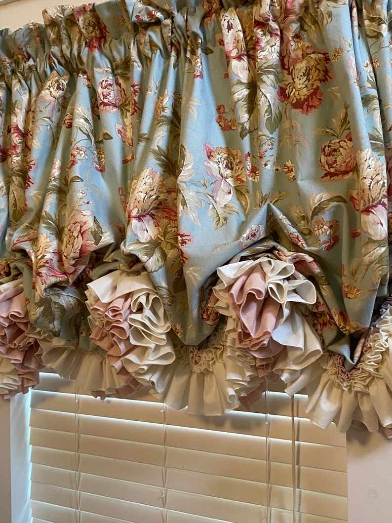 Waverly Fleuretta Mist Duck Balloon Curtain With Cream and Etsy